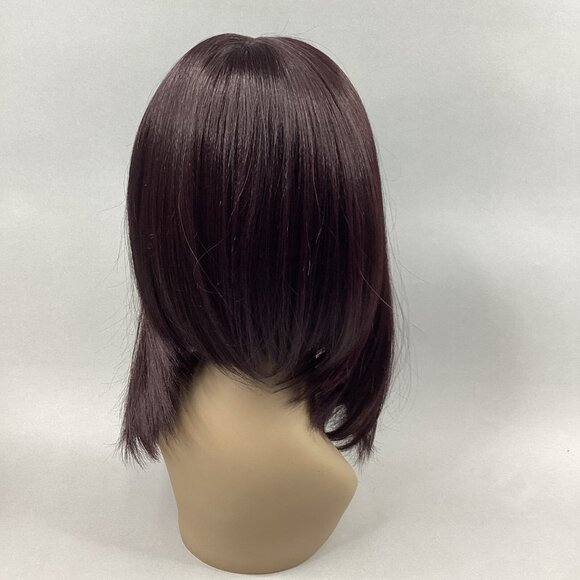 Lyna Angled Bob 99J dark Plum Wig Deep Part Lace Front Straight Synthetic Hair - Picture 4 of 9